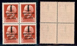 REPUBBLICA SOCIALE - PROVVISORI - 1944 - Firenze - 75 Cent (494) In Quartina (pos. 17/28) - Taliana In Basso A Sinistra  - Sonstige & Ohne Zuordnung