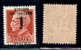 REPUBBLICA SOCIALE - PROVVISORI - 1944 - Firenze 75 Cent (494a) Con Soprastampa Capovolta (pos. 41) Spostata - Italiana  - Sonstige & Ohne Zuordnung