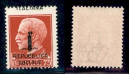 REPUBBLICA SOCIALE - PROVVISORI - 1944 - Firenze - 75 Cent (494pd) - Italiana In Alto - Gomma Integra - Sonstige & Ohne Zuordnung