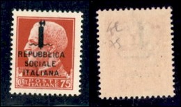 REPUBBLICA SOCIALE - PROVVISORI - 1944 - Genova - 75 Cent (494) - Pos. 75 - Gomma Integra - Cert. AG - Andere & Zonder Classificatie
