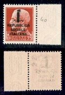 REPUBBLICA SOCIALE - PROVVISORI - 1944 - Milano - 75 Cent (494) Bordo Foglio (pos. 40) - Gomma Integra - Sonstige & Ohne Zuordnung