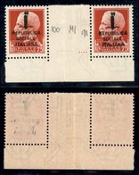 REPUBBLICA SOCIALE - PROVVISORI - 1944 - Milano - 75 Cent (494) - Coppia Orizzontale Con Interspazio Al Centro (pos. 100 - Andere & Zonder Classificatie
