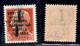 REPUBBLICA SOCIALE - PROVVISORI - 1944 - Milano - 75 Cent (494c) Con Doppia Soprastampa (una Capovolta) - Pos. 29/72 - G - Autres & Non Classés