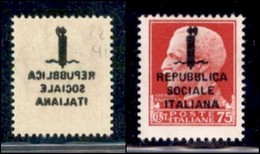 REPUBBLICA SOCIALE - PROVVISORI - 1944 - Milano - 75 Cent (494s) Con Decalco (pos. 82) - Gomma Integra - Autres & Non Classés