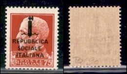 REPUBBLICA SOCIALE - PROVVISORI - 1944 - Torino - 75 Cent (494) - Pos. 90 - Gomma Integra - Sonstige & Ohne Zuordnung