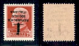 REPUBBLICA SOCIALE - PROVVISORI - 1944 - Torino - 75 Cent (494a) Con Soprastampa Capovolta (pos. 53) - Gomma Integra - Andere & Zonder Classificatie