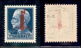 REPUBBLICA SOCIALE - PROVVISORI - 1944 - Firenze - Soprastampa Carminio Lilla - 1,25 Lire (495/I) - Filigrana Lettere (8 - Sonstige & Ohne Zuordnung