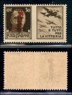 REPUBBLICA SOCIALE - PROVVISORI - 1944 - Propaganda - Soprastampa Rosso Bruno - 30 Cent Aviazione (31Dbab) Con Doppia So - Sonstige & Ohne Zuordnung