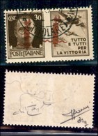 REPUBBLICA SOCIALE - PROVVISORI - 1944 - Propaganda - Soprastampa Rosso Bruno - 30 Cent Aviazione (31Dbab) Con Doppia So - Andere & Zonder Classificatie