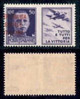 REPUBBLICA SOCIALE - PROVVISORI - 1944 - Propaganda - 50 Cent Aviazione (35 Varietà) - Soprastampa A Sinistra (senza R)  - Andere & Zonder Classificatie