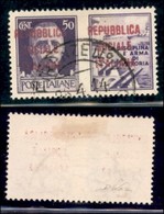 REPUBBLICA SOCIALE - PROVVISORI - 1944 - Propaganda - Firenze - Soprastampa Lilla - 50 Cent Marina (45/I) Usato - Sopras - Andere & Zonder Classificatie