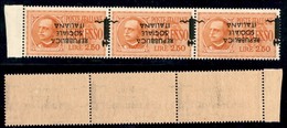 REPUBBLICA SOCIALE - PROVVISORI - 1944 - Espressi - 2,50 Lire (22aa Varietà Ha) - Striscia Di 3 Bordo Foglio - Soprastam - Andere & Zonder Classificatie