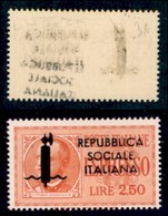 REPUBBLICA SOCIALE - PROVVISORI - 1944 - Espressi - Firenze - 2,50 Lire (22) Con Parziale Decalco D’appoggio Diagonale - - Andere & Zonder Classificatie