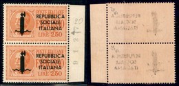 REPUBBLICA SOCIALE - PROVVISORI - 1944 - Espressi - Firenze - 2,50 Lire (22) Coppia Bordo Foglio (pos. 20/25) - Gomma In - Sonstige & Ohne Zuordnung