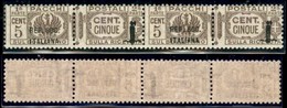 REPUBBLICA SOCIALE - PROVVISORI - 1944 - Pacchi Postali - Soprastampe Diverse (lunga + Corta) - 5 Cent (36 + 36a) In Cop - Andere & Zonder Classificatie