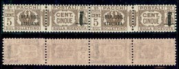 REPUBBLICA SOCIALE - PROVVISORI - 1944 - Pacchi Postali - Soprastampe Diverse - 5 Cent (36a + 36) In Coppia - Gomma Inte - Sonstige & Ohne Zuordnung