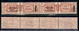 REPUBBLICA SOCIALE - PROVVISORI - 1944 - Pacchi Postali - Soprastampe Diverse - 25 Cent (39c + 39) In Coppia Con SOO A S - Andere & Zonder Classificatie