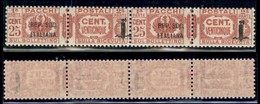 REPUBBLICA SOCIALE - PROVVISORI - 1944 - Pacchi Postali - Soprastampe Diverse - 25 Cent (38 Varietà H + 38a) In Coppia - - Sonstige & Ohne Zuordnung