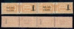 REPUBBLICA SOCIALE - PROVVISORI - 1944 - Pacchi Postali - Soprastampe Diverse - 50 Cent (40 + 40a) In Coppia - Gomma Int - Sonstige & Ohne Zuordnung