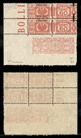 REPUBBLICA SOCIALE - PROVVISORI - 1944 - Pacchi Postali - 60 Cent (41e + 41f) Coppia Verticale Con Soprastampe A Cavallo - Andere & Zonder Classificatie