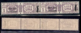 REPUBBLICA SOCIALE - PROVVISORI - 1944 - Pacchi Postali - Soprastampe Diverse - 1 Lira (42 + 42a) In Coppia - Gomma Inte - Sonstige & Ohne Zuordnung