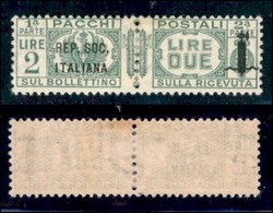 REPUBBLICA SOCIALE - PROVVISORI - 1944 - Pacchi Postali - 2 Lire (43) - Gomma Originale - Ottimamente Centrato - Cert. A - Sonstige & Ohne Zuordnung