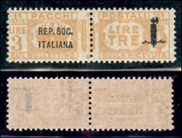 REPUBBLICA SOCIALE - PROVVISORI - 1944 - Pacchi Postali - Soprastampa Corta - 3 Lire (44a) - Gomma Integra - Andere & Zonder Classificatie