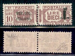 REPUBBLICA SOCIALE - PROVVISORI - 1944 - Pacchi Postali - Soprastampa Corta - 10 Lire (46a) - Gomma Integra - Autres & Non Classés
