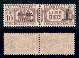 REPUBBLICA SOCIALE - PROVVISORI - 1944 - Pacchi Postali - Soprastampa Corta - 10 Lire (46a) - Gomma Integra - Ottimament - Sonstige & Ohne Zuordnung