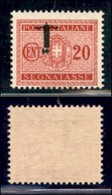 REPUBBLICA SOCIALE - PROVVISORI - 1944 - Segnatasse - 20 Cent (62a) - Soprastampa Capovolta - Gomma Integra - Autres & Non Classés
