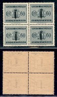 REPUBBLICA SOCIALE - PROVVISORI - 1944 - Segnatasse - 60 Cent (67) In Quartina - Gomma Integra - Sonstige & Ohne Zuordnung