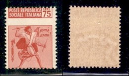 REPUBBLICA SOCIALE - DEFINITIVI - 1944 - 75 Cent Tamburino (508cb) Con Tassello Del Valore In Alto - Gomma Integra - Autres & Non Classés