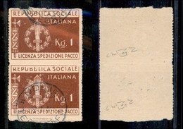 REPUBBLICA SOCIALE - DEFINITIVI - 1944 - Franchigia Militare (1) - Coppia Verticale - Udine 9.1.45 - Raybaudi - Altri & Non Classificati