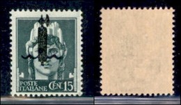 REPUBBLICA SOCIALE - PROVE - SAGGI - 1944 - Saggi - Verona - Soprastampa L In Nero - 15 Cent (P11 - Varietà) - Soprastam - Sonstige & Ohne Zuordnung