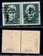 REPUBBLICA SOCIALE - PROVE - SAGGI - 1944 - Saggi - Verona - 15 + 15 Cent (P26ba) - Coppia Con Soprastampa Spostata (A D - Andere & Zonder Classificatie