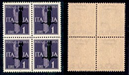 REPUBBLICA SOCIALE - PROVE - SAGGI - 1944 - Saggi - Verona - Soprastampa L In Nero - 1 Lira (P12 - Aerea) In Quartina (p - Autres & Non Classés