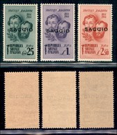 REPUBBLICA SOCIALE - PROVE - SAGGI - 1944 - Saggi - Bandiera (512/514) - Serie Completa - Gomma Integra - Cert. AG - Sonstige & Ohne Zuordnung
