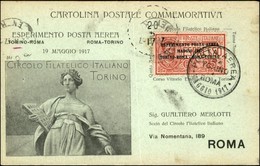 POSTA AEREA  - 1917 (20 Maggio) - Torino Roma (798) - Annullo D’arrivo Al Recto - Non Comune - Autres & Non Classés