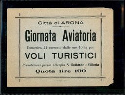 POSTA AEREA  - 1934 - Città Di Arona - Giornata Aviatoria - Voli Turistici - Volantino - Autres & Non Classés