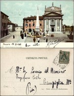 CARTOLINE - REGIONALISMO-MARCHE - Pesaro, Piazza Animata Viaggiata 1905 - Autres & Non Classés