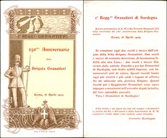 CARTOLINE - MILITARI - 1° Reggimento Granatieri - 250° Anniversario Brigata Roma 1909 - Cartolina Commemorativa - Nuova - Non Classés