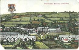 INTERMEDIATE SCHOOLS - CARMARTHEN - 2 CORNERS DAMAGED - CARMARTHEN DUPLEX POSTMARK - Carmarthenshire