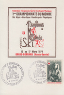 Carte  France  1er  Championnat  Du  Monde  De  SKI    Personnes  Handicapées  Physiques  LE  GRAND  BORNAND   1974 - Handisport