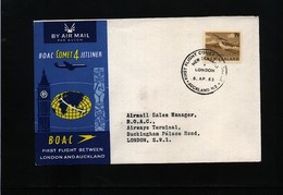 New Zealand 1963 BOAC First Flight Auckland - London - Cartas & Documentos