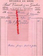 36- ST SAINT GAULTIER- FACTURE PAUL VINCENT & SES GENDRES- EPICERIE EN GROS-CAFE CONFISERIE-46 RUE GRANDE-1949 - Artigianato