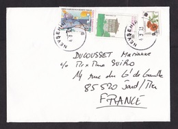 Turkey: Cover To France, 1993, 3 Stamps, Underwater Communication Cable, Telephone (flower Overprint Stamp Damaged) - Cartas & Documentos