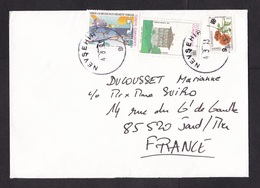 Turkey: Cover To France, 1993, 3 Stamps, Underwater Communication Cable, Telephone (flower Overprint Stamp Damaged) - Covers & Documents