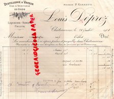 36- CHATEAUROUX- RARE FACTURE LOUIS DEPREZ- DISTILLERIE A VAPEUR-MAISON P. GIANETTI-DISTILLATEUR- 1908 - Artigianato