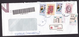 Turkey: Registered Cover, 1998, 6 Stamps, Gymnastics, Rings, Sports, Flower, R-label, Inflation: 400,000.- (damaged) - Storia Postale