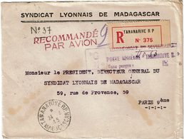 CTN54A- MADAGASCAR LETTRE REC.CACHET TAXE PERCUE - Briefe U. Dokumente